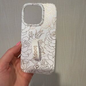 Loopy Case White and Gold Floral